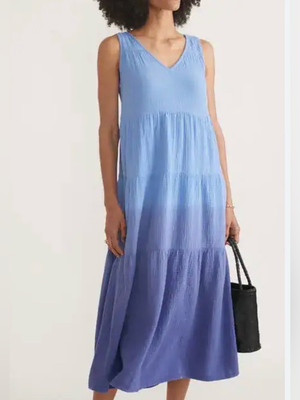 Marine Layer Corinne ombre cotton gauze midi dress xs new
